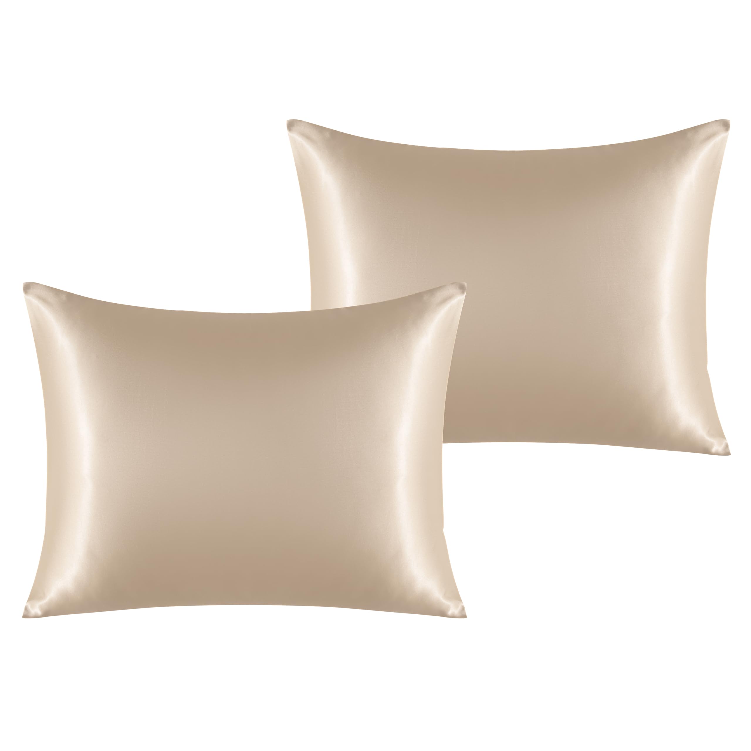 Ntbay 2 Pack Satin Standard Pillowcases For Hair And Skin, Luxurious And Silky Pillow Cases With Envelope Closure, 20X26 Inches, Taupe